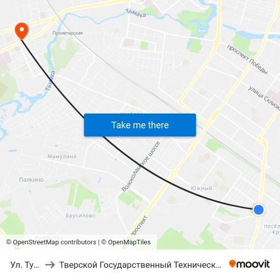 Ул. Тургенева to Тверской Государственный Технический Университет (Учебный Корпус) map