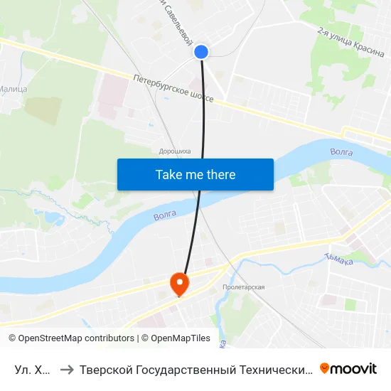 Ул. Хромова to Тверской Государственный Технический Университет (Учебный Корпус) map