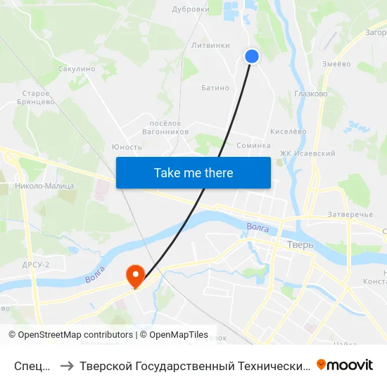 Спецмонтаж to Тверской Государственный Технический Университет (Учебный Корпус) map