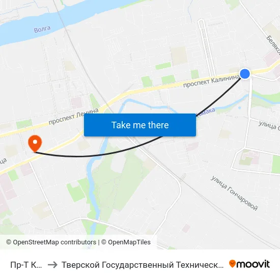Пр-Т Калинина to Тверской Государственный Технический Университет (Учебный Корпус) map