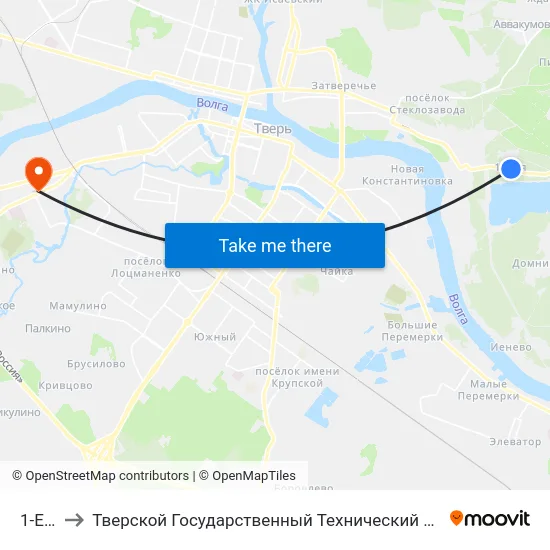 1-Е Мая to Тверской Государственный Технический Университет (Учебный Корпус) map