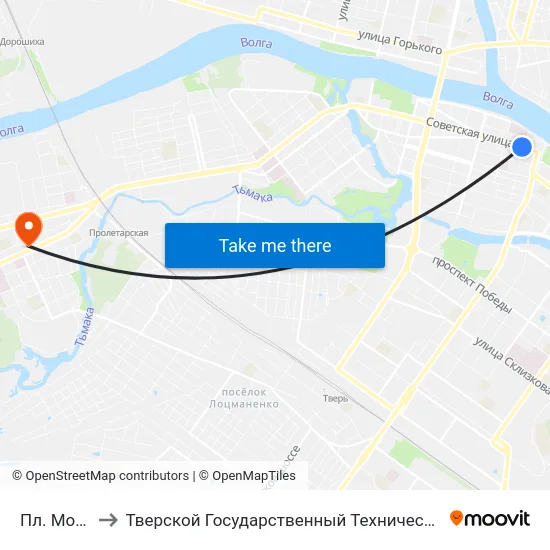 Пл. Московская to Тверской Государственный Технический Университет (Учебный Корпус) map