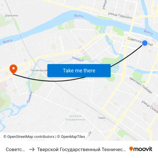 Советская Улица to Тверской Государственный Технический Университет (Учебный Корпус) map