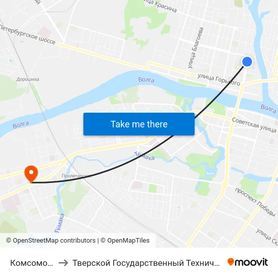 Комсомольский Пр-Т to Тверской Государственный Технический Университет (Учебный Корпус) map