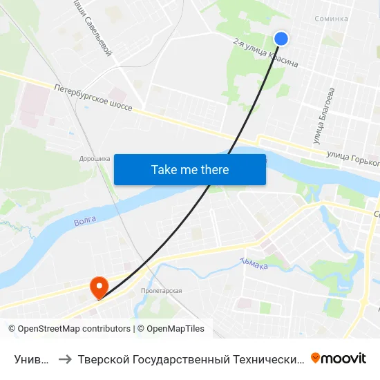 Университет to Тверской Государственный Технический Университет (Учебный Корпус) map