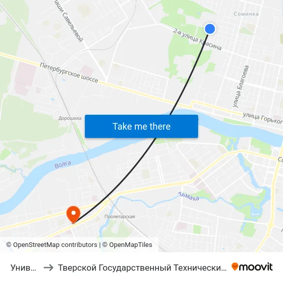 Университет to Тверской Государственный Технический Университет (Учебный Корпус) map
