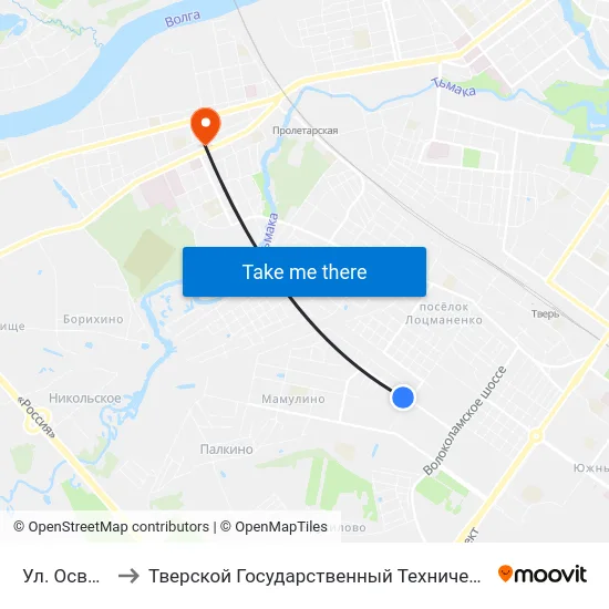 Ул. Освобождения to Тверской Государственный Технический Университет (Учебный Корпус) map