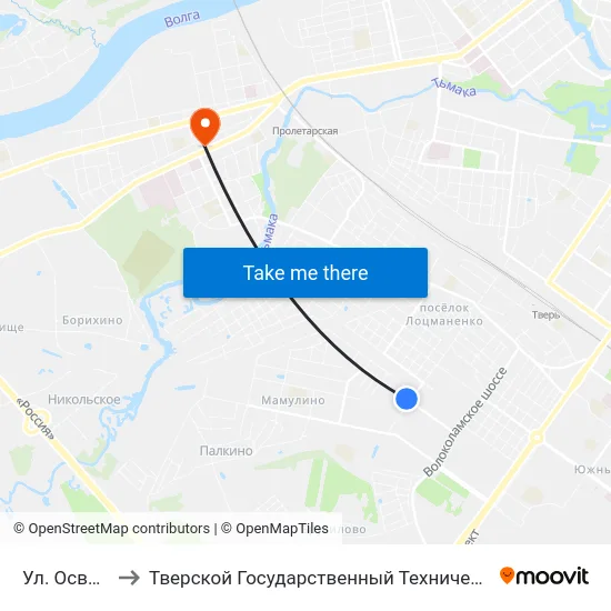 Ул. Освобождения to Тверской Государственный Технический Университет (Учебный Корпус) map
