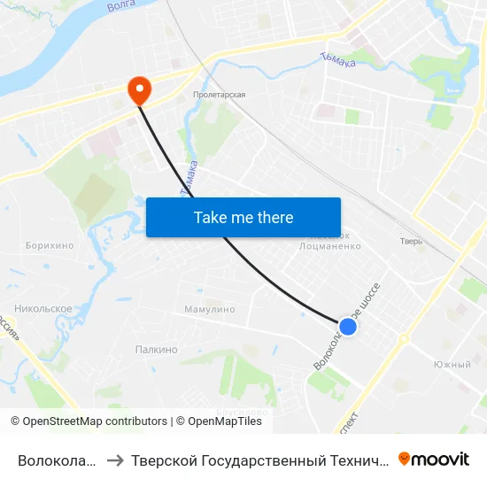 Волоколамское Шоссе to Тверской Государственный Технический Университет (Учебный Корпус) map