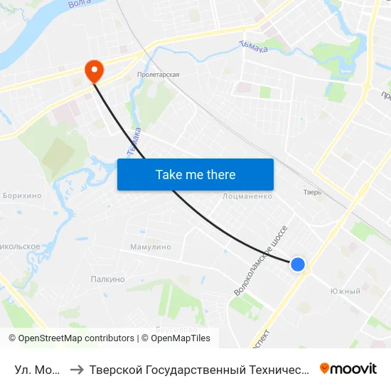 Ул. Можайского to Тверской Государственный Технический Университет (Учебный Корпус) map