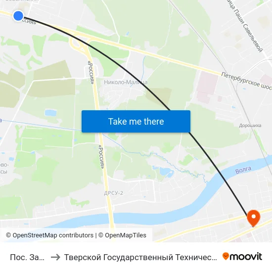 Пос. Заволжский to Тверской Государственный Технический Университет (Учебный Корпус) map