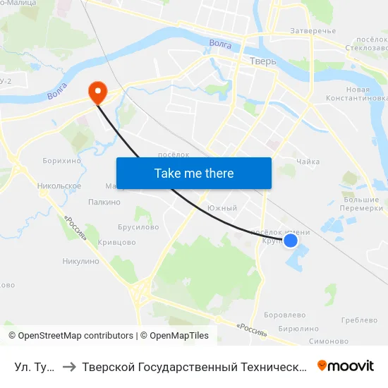Ул. Тургенева to Тверской Государственный Технический Университет (Учебный Корпус) map