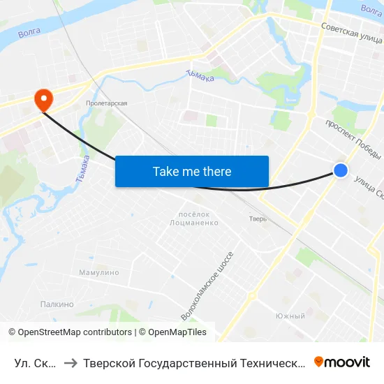 Ул. Склизкова to Тверской Государственный Технический Университет (Учебный Корпус) map