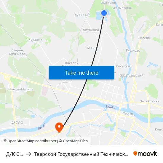 Д/К Светлый to Тверской Государственный Технический Университет (Учебный Корпус) map