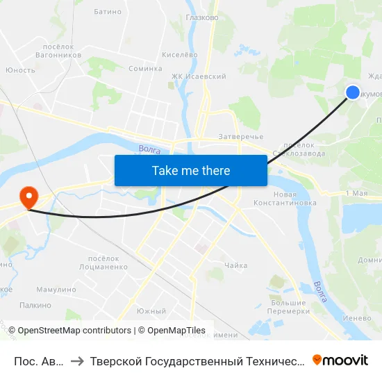 Пос. Аввакумово to Тверской Государственный Технический Университет (Учебный Корпус) map