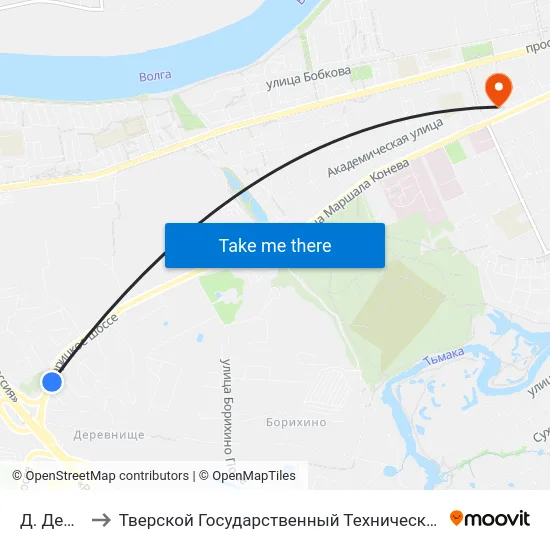 Д. Деревнище to Тверской Государственный Технический Университет (Учебный Корпус) map