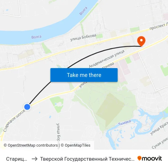 Старицкое Шоссе to Тверской Государственный Технический Университет (Учебный Корпус) map