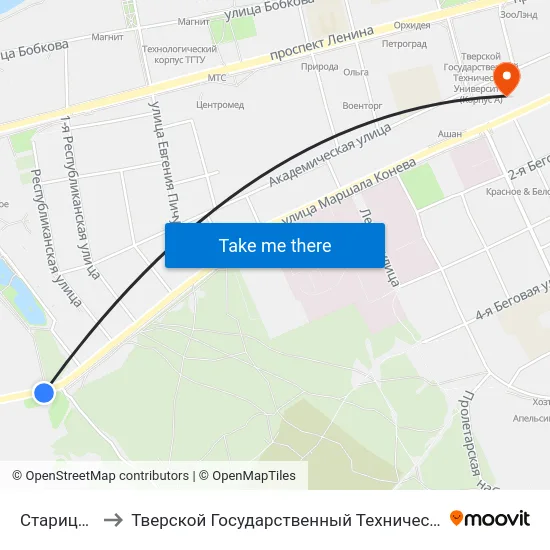 Старицкое Шоссе to Тверской Государственный Технический Университет (Учебный Корпус) map