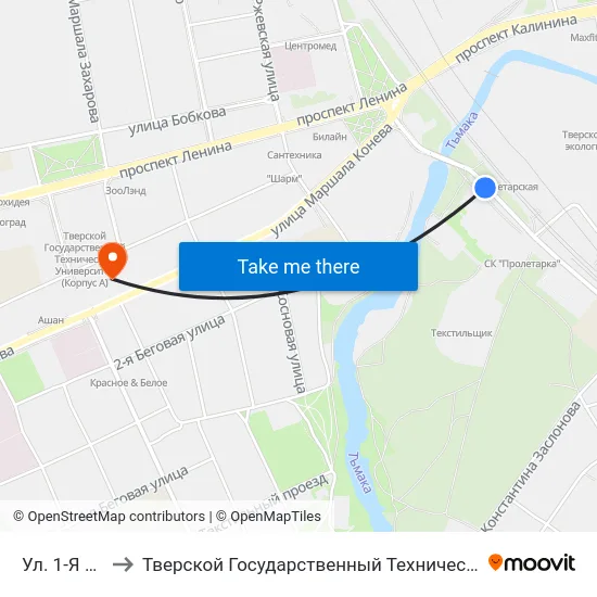 Ул. 1-Я За Линией to Тверской Государственный Технический Университет (Учебный Корпус) map