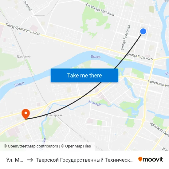 Ул. Мичурина to Тверской Государственный Технический Университет (Учебный Корпус) map