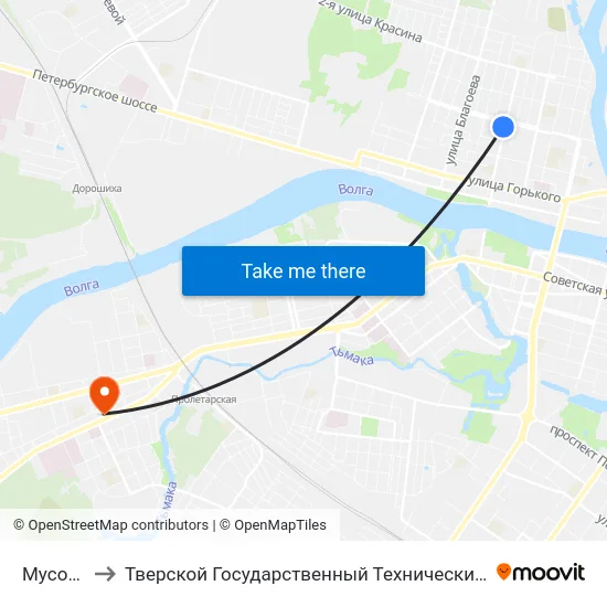 Мусоргского to Тверской Государственный Технический Университет (Учебный Корпус) map