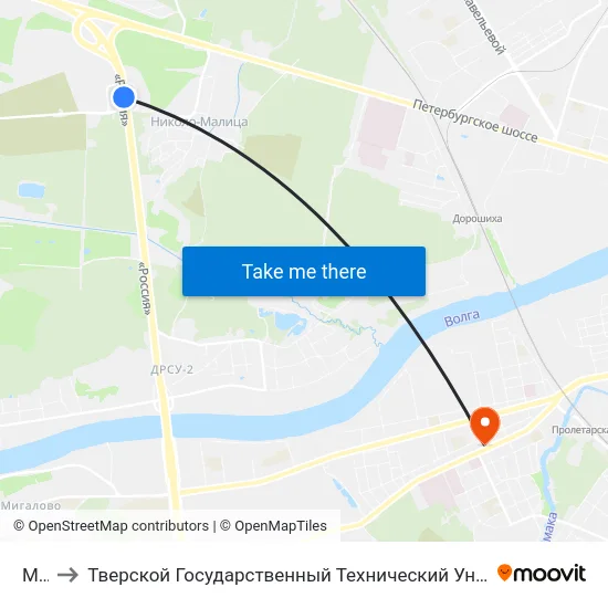 М-10 to Тверской Государственный Технический Университет (Учебный Корпус) map