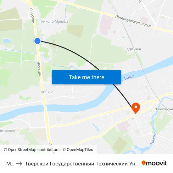 М-10 to Тверской Государственный Технический Университет (Учебный Корпус) map