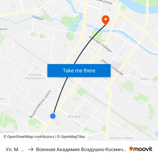 Ул. М. Расковой to Военная Академия Воздушно-Космической Обороны Имени Г.К. Жукова map