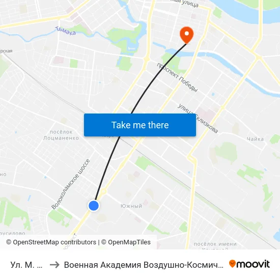 Ул. М. Расковой to Военная Академия Воздушно-Космической Обороны Имени Г.К. Жукова map