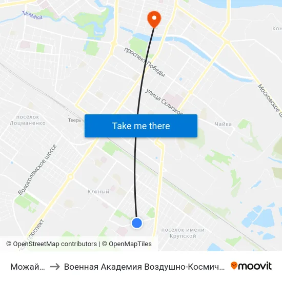 Можайского, 78 to Военная Академия Воздушно-Космической Обороны Имени Г.К. Жукова map