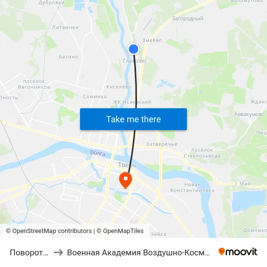 Поворот На Змеево to Военная Академия Воздушно-Космической Обороны Имени Г.К. Жукова map