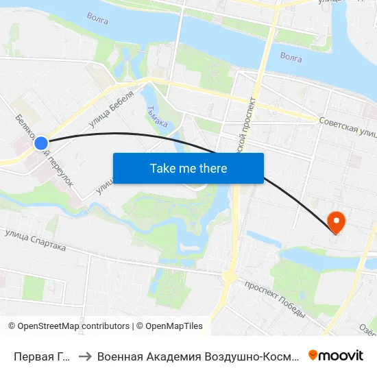 Первая Горбольница to Военная Академия Воздушно-Космической Обороны Имени Г.К. Жукова map