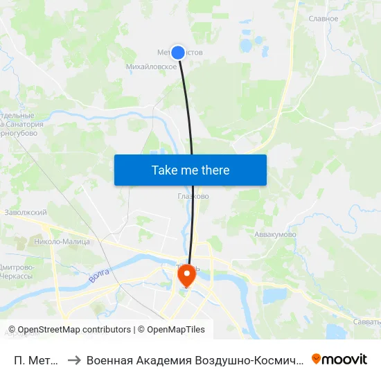 П. Металлистов to Военная Академия Воздушно-Космической Обороны Имени Г.К. Жукова map