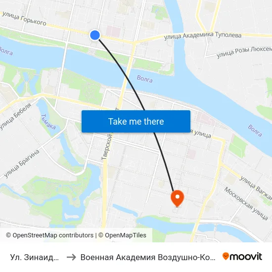 Ул. Зинаиды Конопляновой to Военная Академия Воздушно-Космической Обороны Имени Г.К. Жукова map