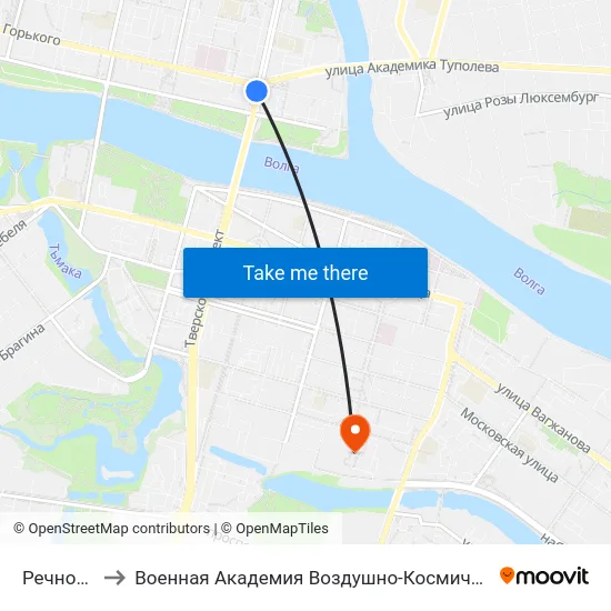 Речной Вокзал to Военная Академия Воздушно-Космической Обороны Имени Г.К. Жукова map