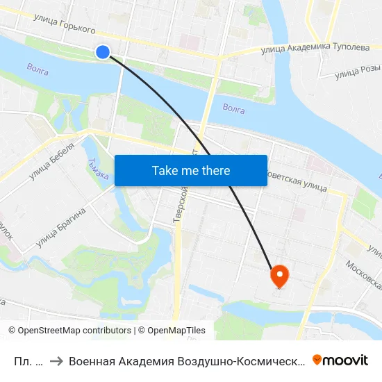 Пл. Мира to Военная Академия Воздушно-Космической Обороны Имени Г.К. Жукова map