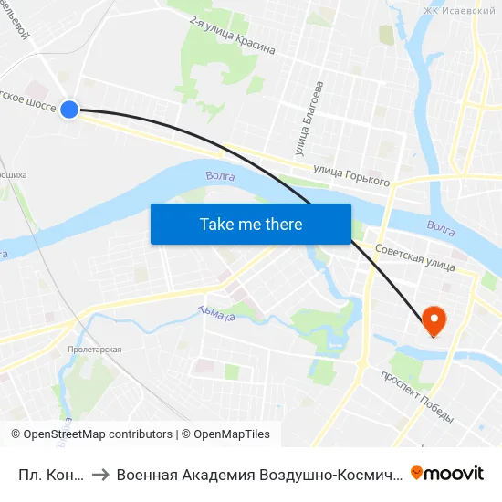 Пл. Конституции to Военная Академия Воздушно-Космической Обороны Имени Г.К. Жукова map