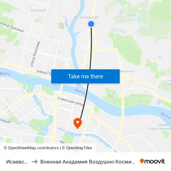 Исаевский Ручей to Военная Академия Воздушно-Космической Обороны Имени Г.К. Жукова map