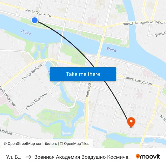 Ул. Благоева to Военная Академия Воздушно-Космической Обороны Имени Г.К. Жукова map