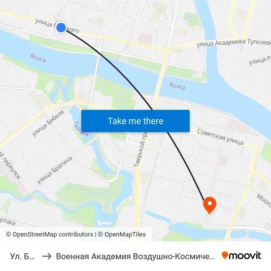 Ул. Благоева to Военная Академия Воздушно-Космической Обороны Имени Г.К. Жукова map