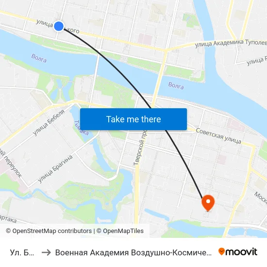 Ул. Благоева to Военная Академия Воздушно-Космической Обороны Имени Г.К. Жукова map