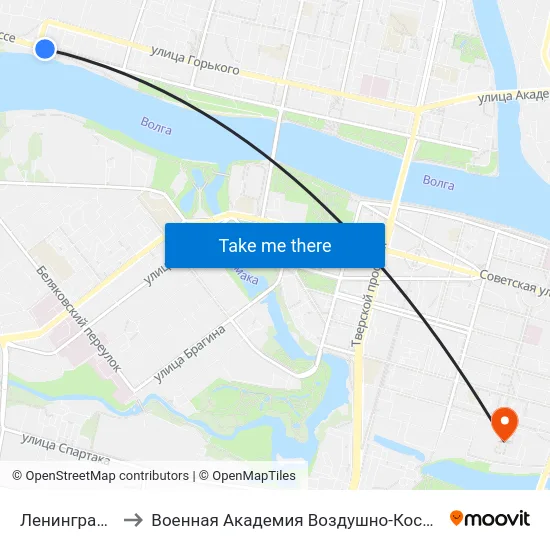 Ленинградская Застава to Военная Академия Воздушно-Космической Обороны Имени Г.К. Жукова map