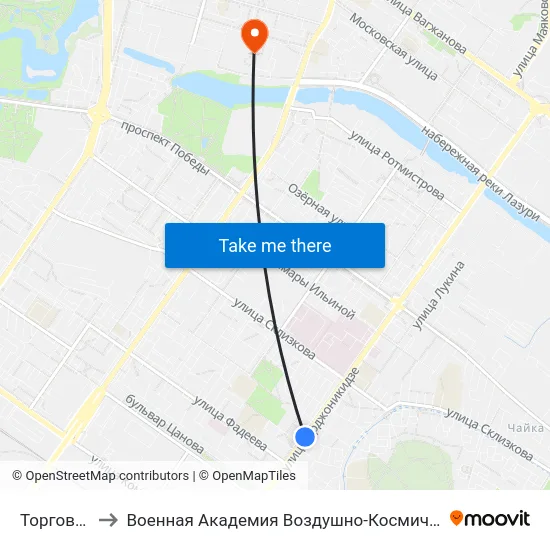 Торговый Центр to Военная Академия Воздушно-Космической Обороны Имени Г.К. Жукова map