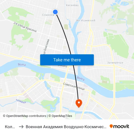Кольцевая to Военная Академия Воздушно-Космической Обороны Имени Г.К. Жукова map