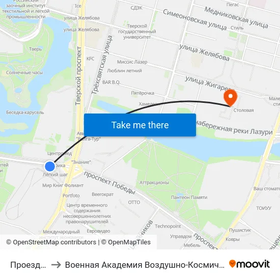 Проезд Дарвина to Военная Академия Воздушно-Космической Обороны Имени Г.К. Жукова map