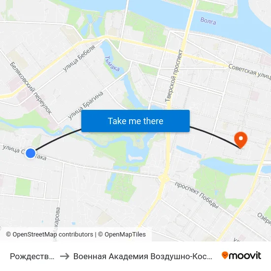 Рождественские Горки to Военная Академия Воздушно-Космической Обороны Имени Г.К. Жукова map