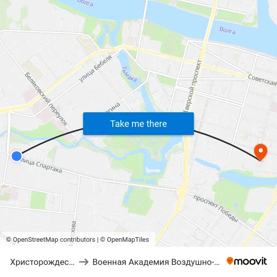 Христорождественский Монастырь to Военная Академия Воздушно-Космической Обороны Имени Г.К. Жукова map