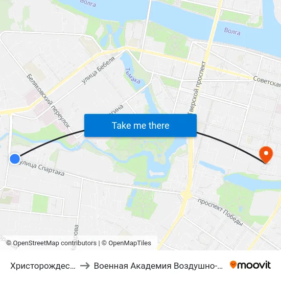 Христорождественский Монастырь to Военная Академия Воздушно-Космической Обороны Имени Г.К. Жукова map
