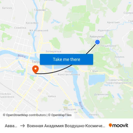 Аввакумово to Военная Академия Воздушно-Космической Обороны Имени Г.К. Жукова map