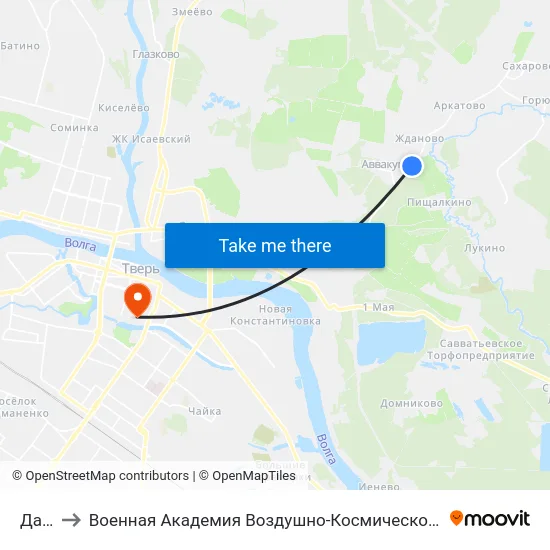 Дачи-2 to Военная Академия Воздушно-Космической Обороны Имени Г.К. Жукова map